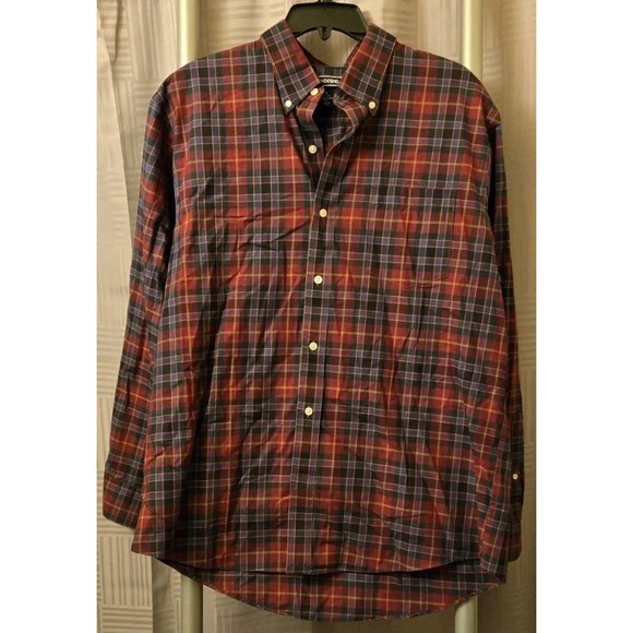 Lands End Shirt Mens L 16-16.5 Traditional Fit No‎ Iron Twill Plaid Long Sleeve - Picture 2 of 7